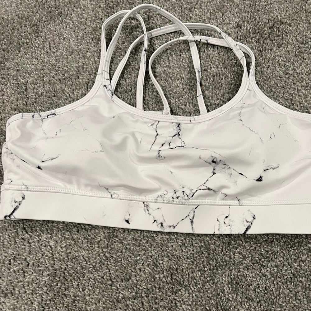 BuffBunny White Marble Sports Bra